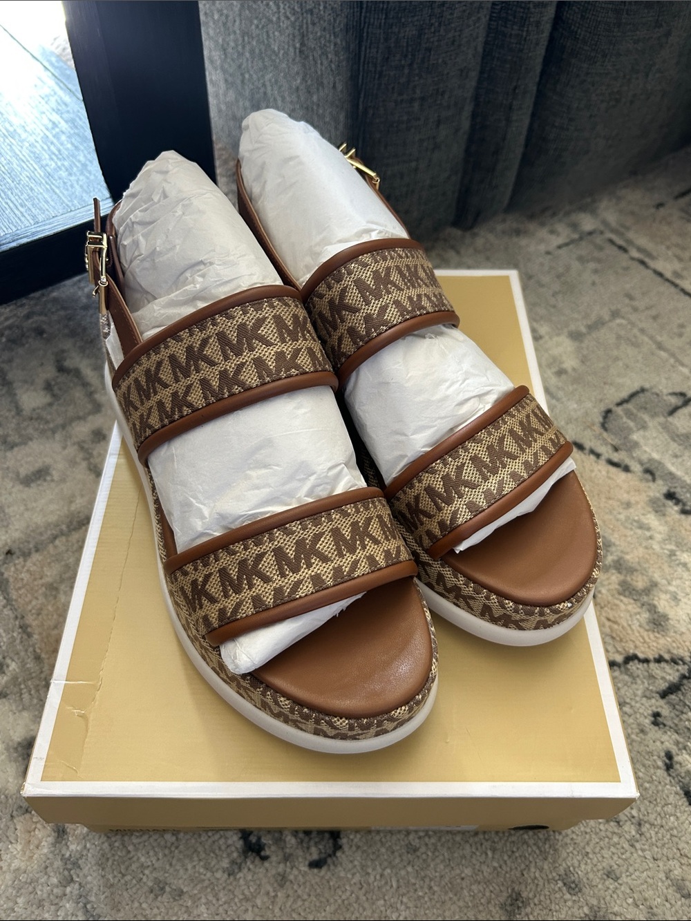 Michael Kors Presley MK Monogram Platform Sandals